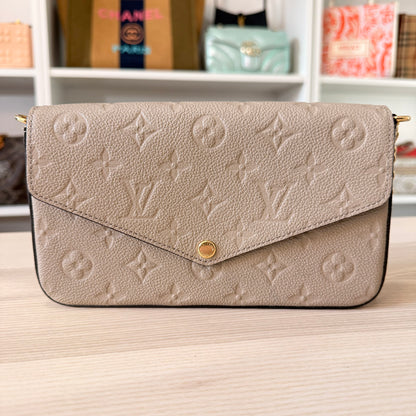 Louis Vuitton Monogram Empreinte Pochette Felicie Leather Turtledove