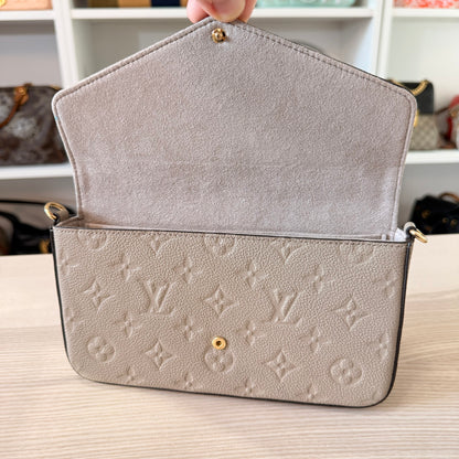 Louis Vuitton Monogram Empreinte Pochette Felicie Leather Turtledove