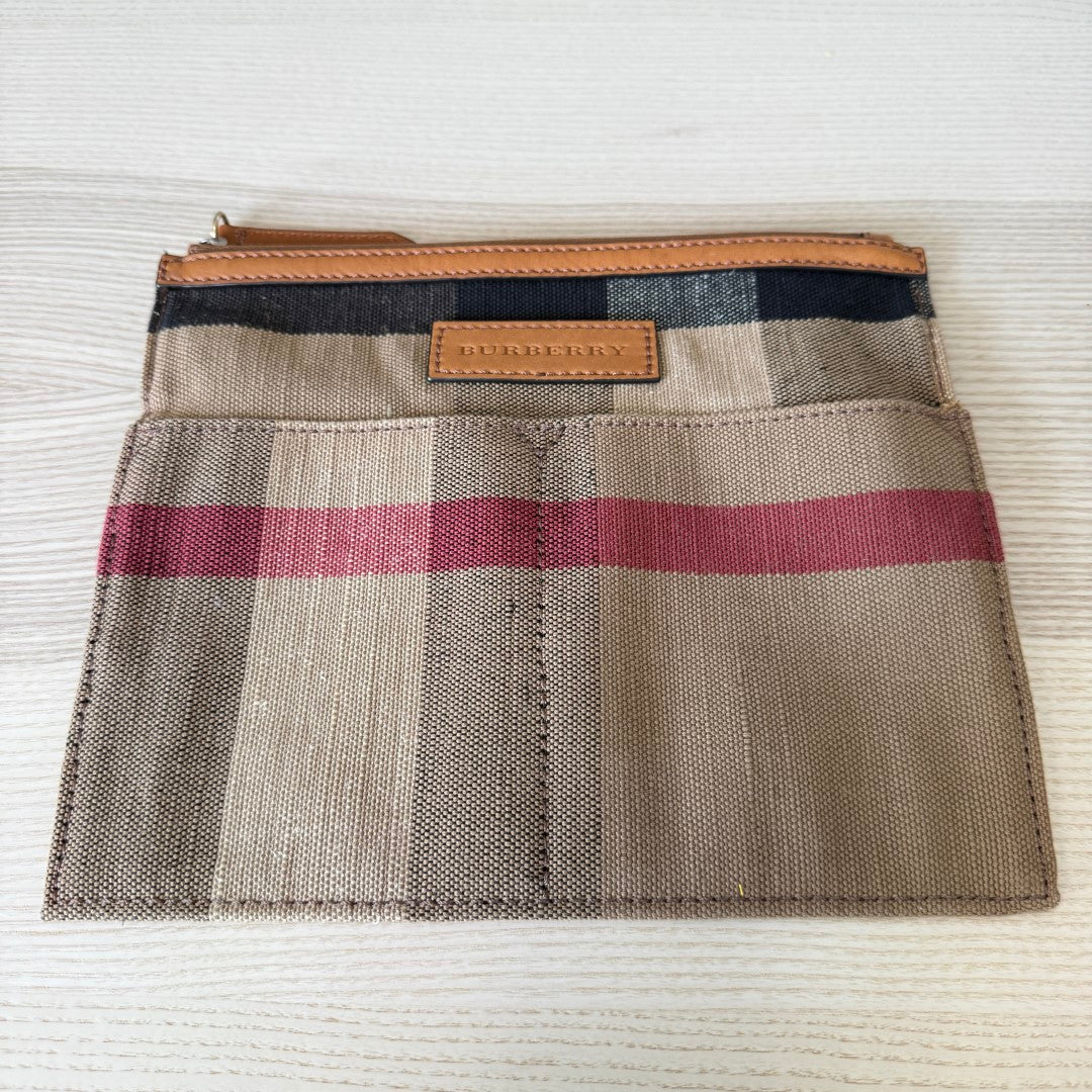 Burberry Saddle Brown Check Canvas Ashby Tassel Bucket Bag