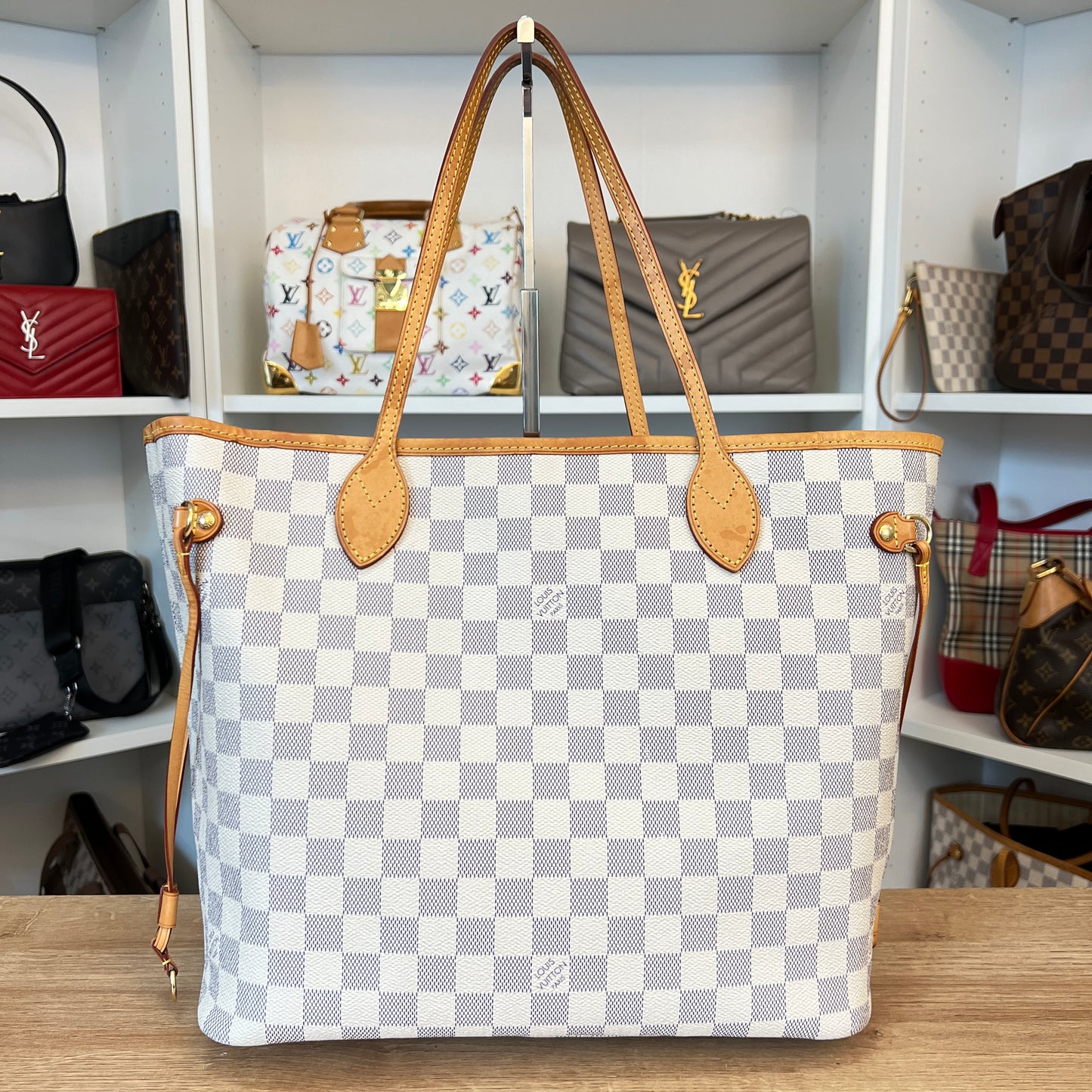 Louis Vuitton Damier Azur Neverfull MM Rose Ballerine