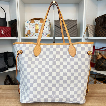 Louis Vuitton Damier Azur Neverfull MM Rose Ballerine