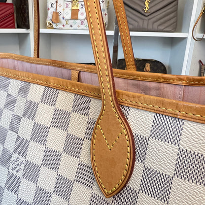 Louis Vuitton Damier Azur Neverfull MM Rose Ballerine