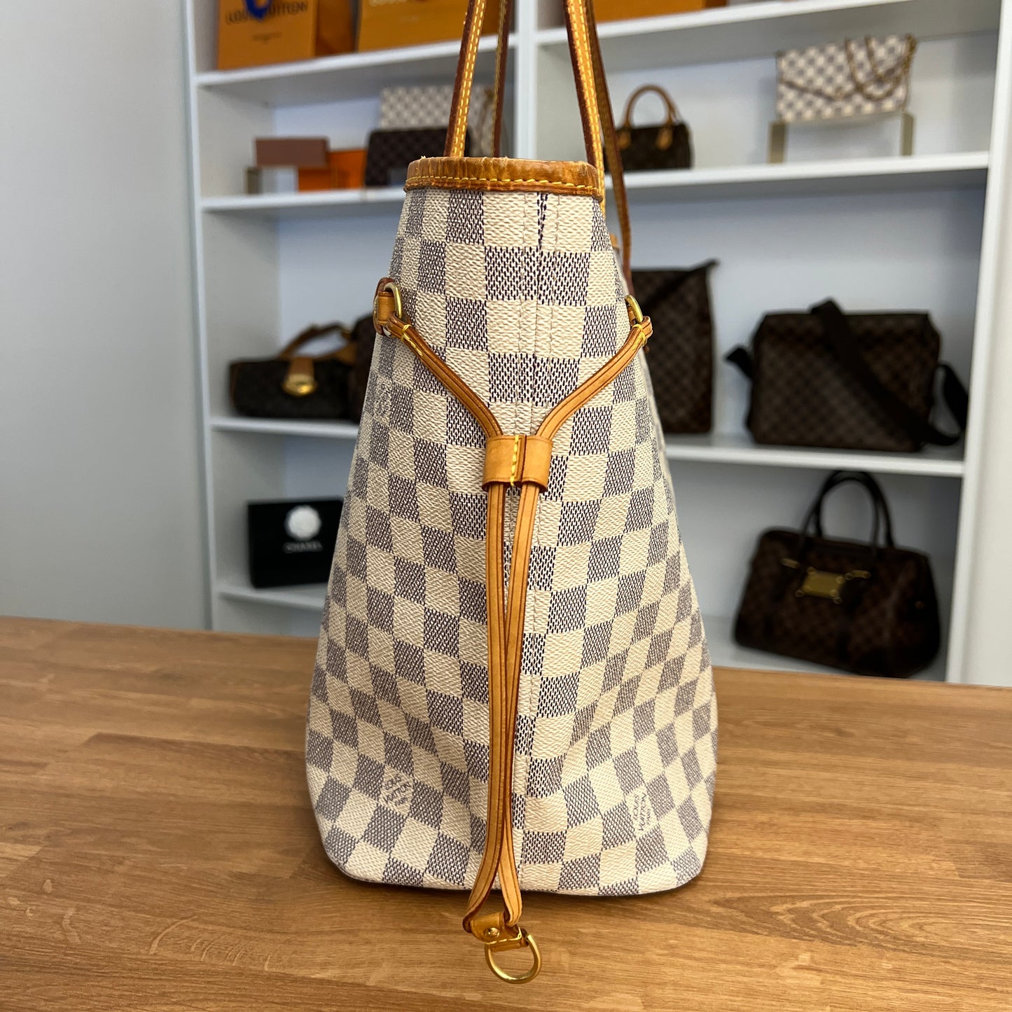 Pre-Owned Louis Vuitton Damier Azur Neverfull MM