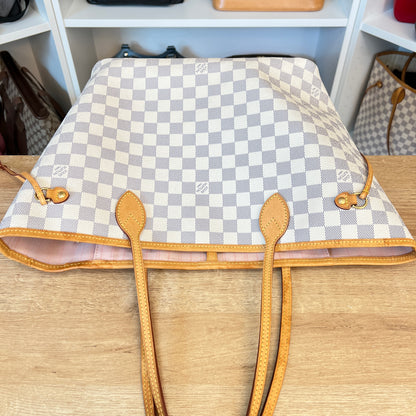 Louis Vuitton Damier Azur Neverfull MM Rose Ballerine