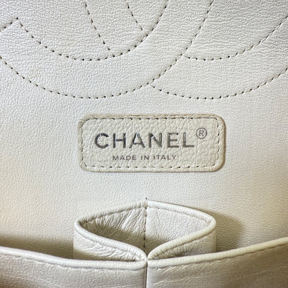 Chanel Pearly Caviar Quilted Jumbo Double Flap Dark White