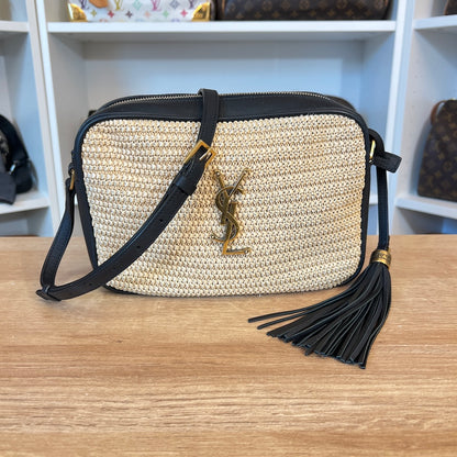 Saint Laurent Raffia Canvas Monogram Lou Camera Bag