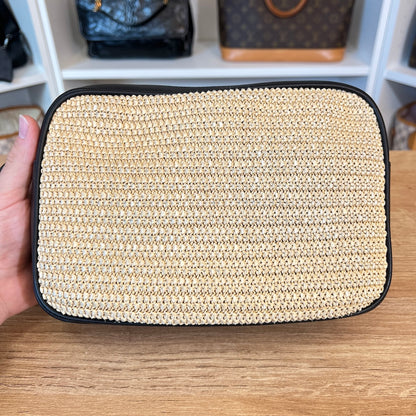 Saint Laurent Raffia Canvas Monogram Lou Camera Bag