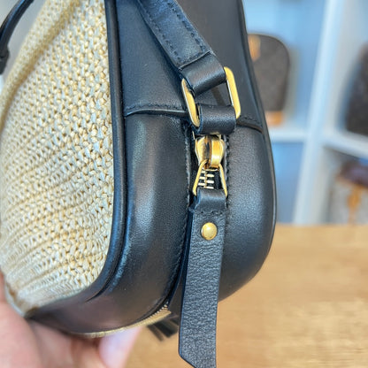 Saint Laurent Raffia Canvas Monogram Lou Camera Bag