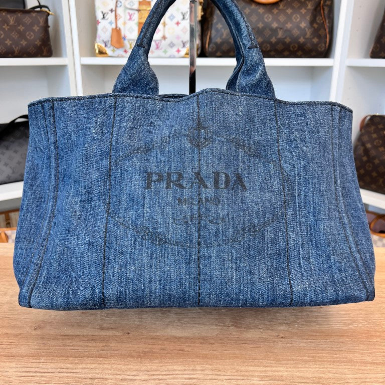 Prada Canapa Convertible Tote Denim