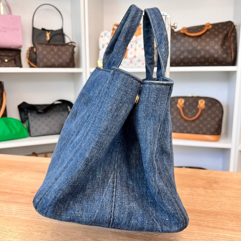 Prada Canapa Convertible Tote Denim