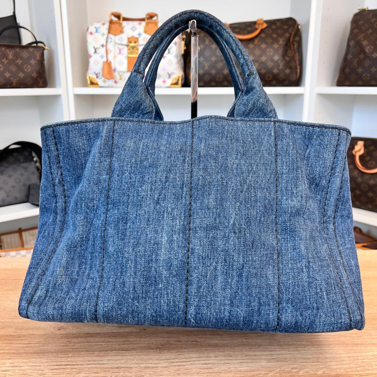 Prada Canapa Convertible Tote Denim