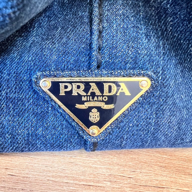 Prada Canapa Convertible Tote Denim