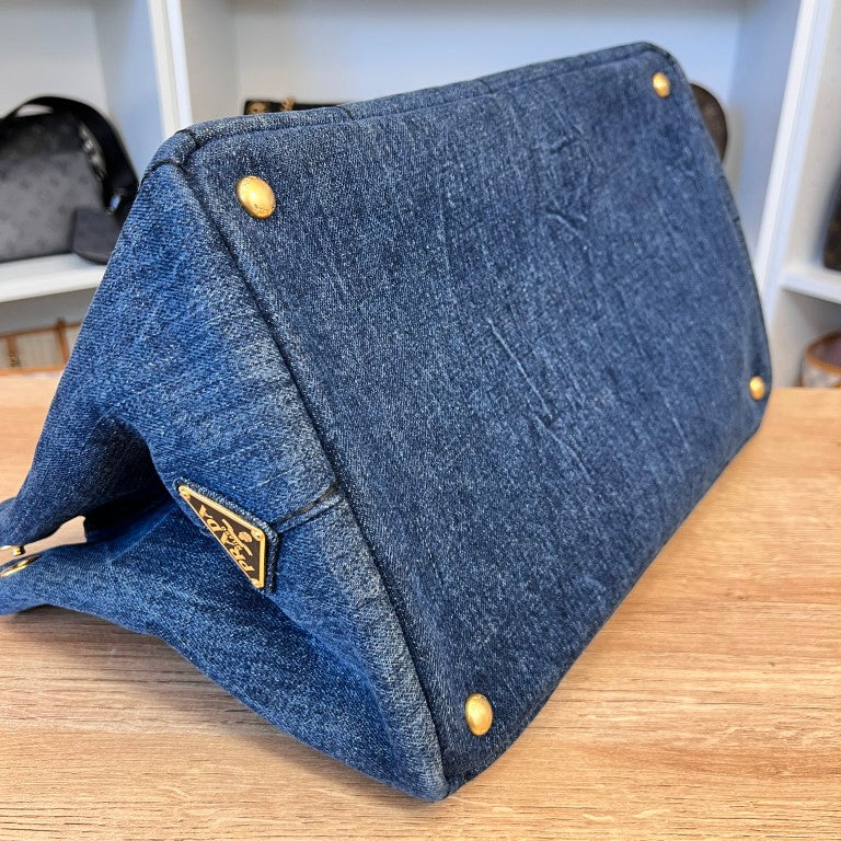 Prada Canapa Convertible Tote Denim