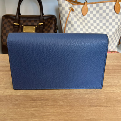 Brand New Gucci Interlocking Wallet on Chain Leather Blue