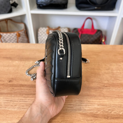 Saint Laurent Matelasse Monogram Mini Lou Camera Bag Black and Silver Hardware