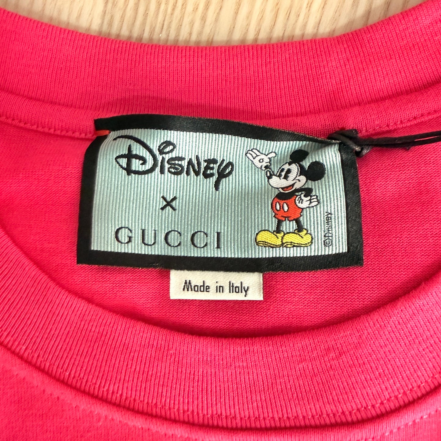 Gucci X Disney Pink Mickey Mouse Logo Print Cotton T-Shirt S