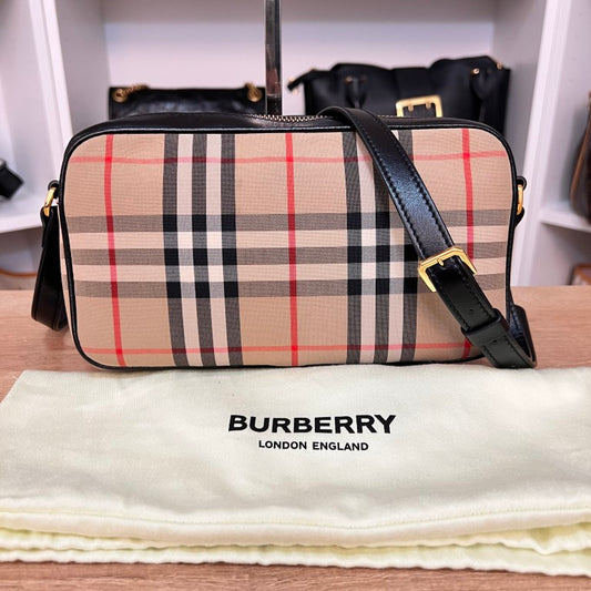 Burberry Camera Crossbody Bag Vintage Check Canvas Small