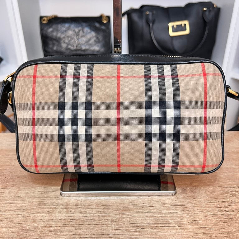 Burberry Camera Crossbody Bag Vintage Check Canvas Small