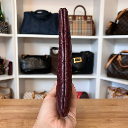 Chanel Sheepskin Quilted Medium Vintage Mademoiselle Clutch Burgundy