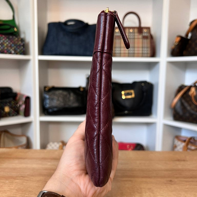 Chanel Sheepskin Quilted Medium Vintage Mademoiselle Clutch Burgundy