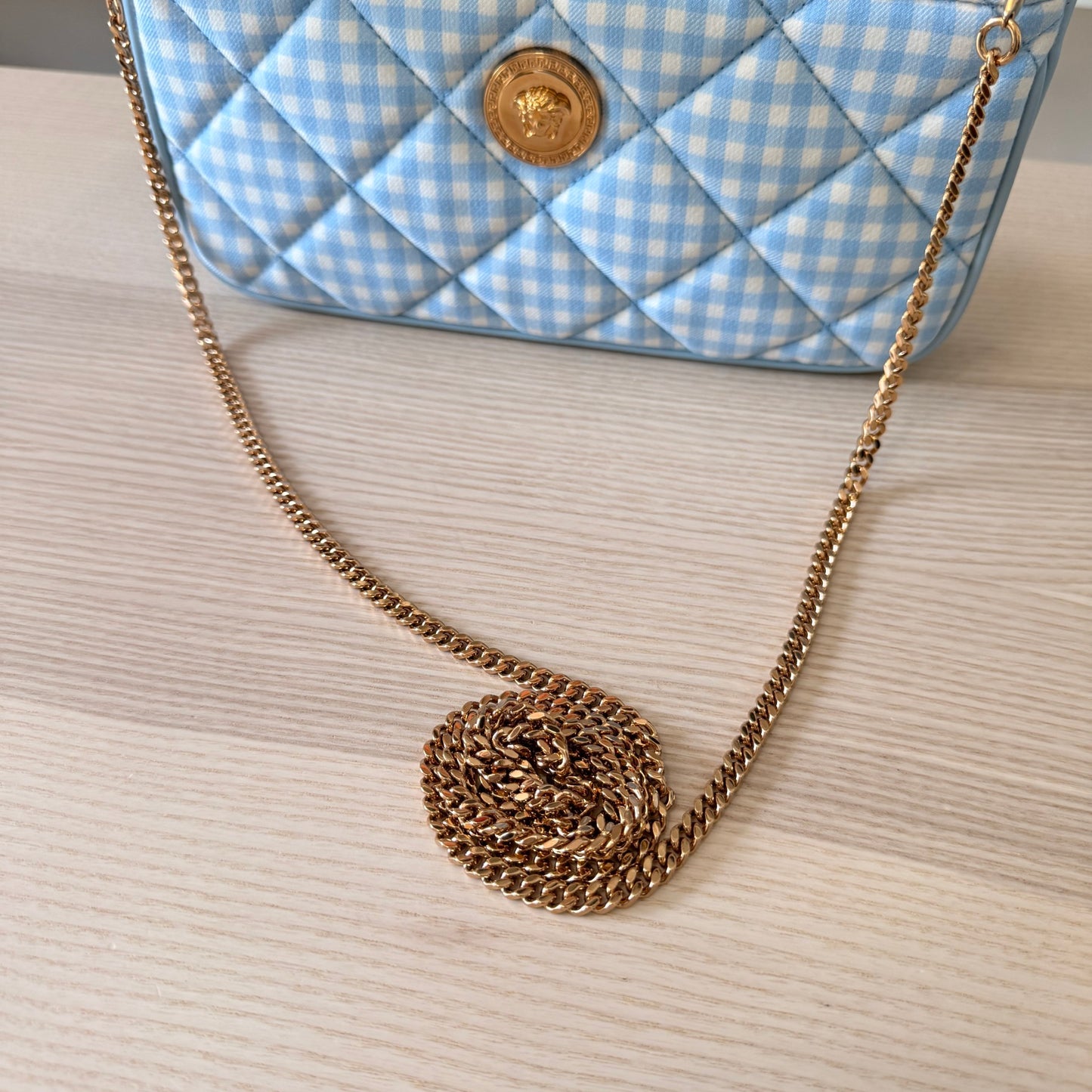 Versace Medusa Crossbody/Shoulder Bag Checkered Blue