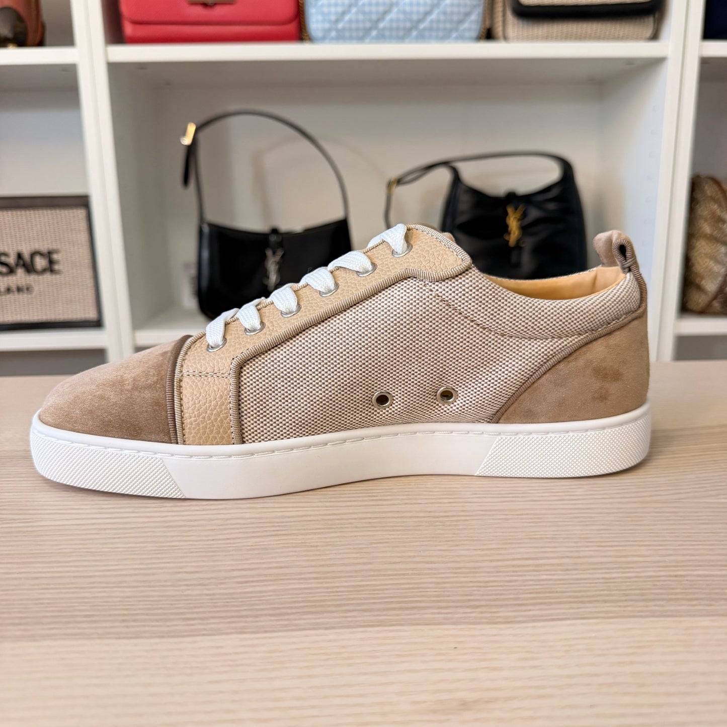 Christian Louboutin Men's Louis Junior Textile and Suede Low-Top Sneakers Size 9US/42EU