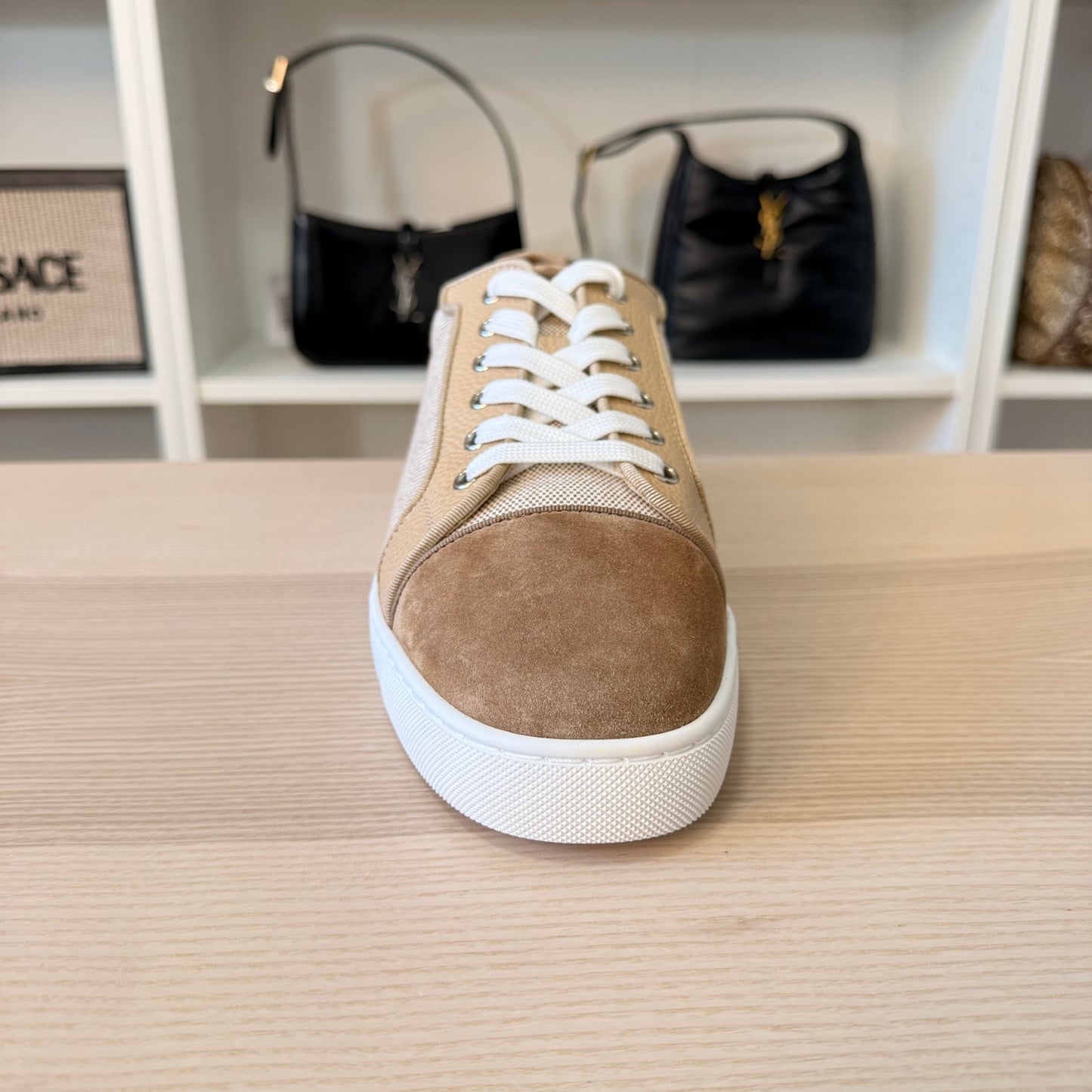 Christian Louboutin Men's Louis Junior Textile and Suede Low-Top Sneakers Size 9US/42EU