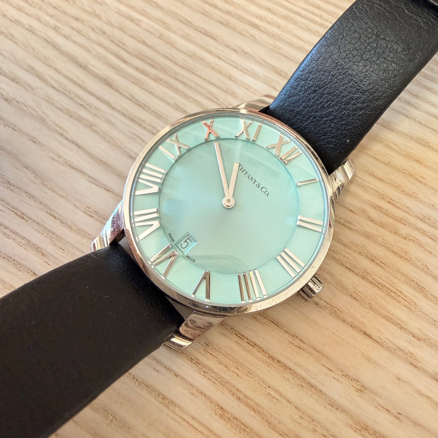 Tiffany Stainless Steel Calfskin 37mm Atlas 2-Hand Quartz Watch Tiffany Blue®