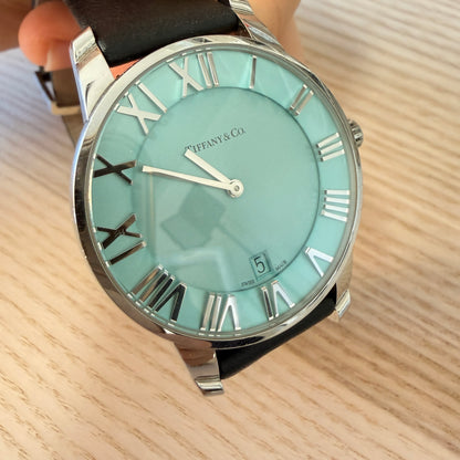 Tiffany Stainless Steel Calfskin 37mm Atlas 2-Hand Quartz Watch Tiffany Blue®