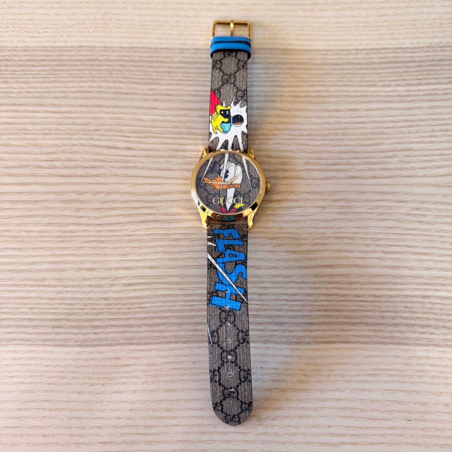 Gucci X DISNEY Stainless Steel Canvas 38mm G-Timeless Donald Duck Quartz Watch