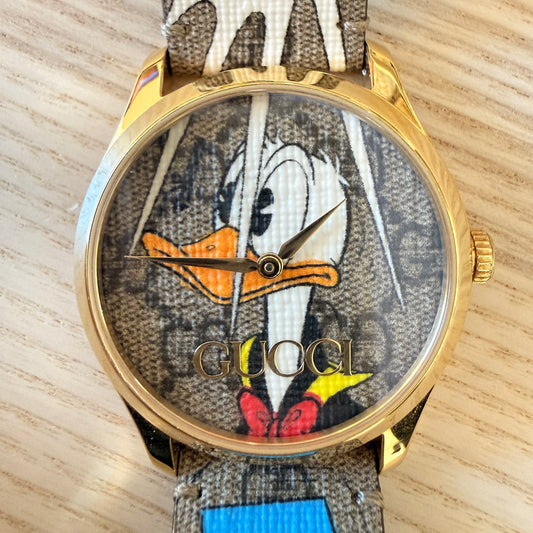 Gucci X DISNEY Stainless Steel Canvas 38mm G-Timeless Donald Duck Quartz Watch