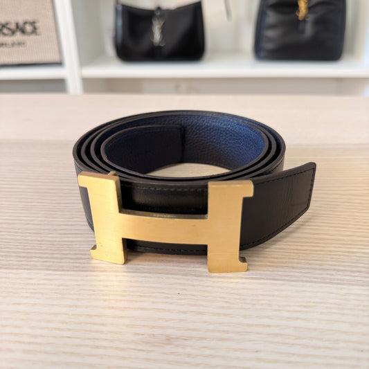 Hermes 38mm Constance Belt 105L Gold/Noir/Noir Reversible