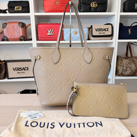 Louis Vuitton Neverfull MM Monogram Empreinte Turtledove