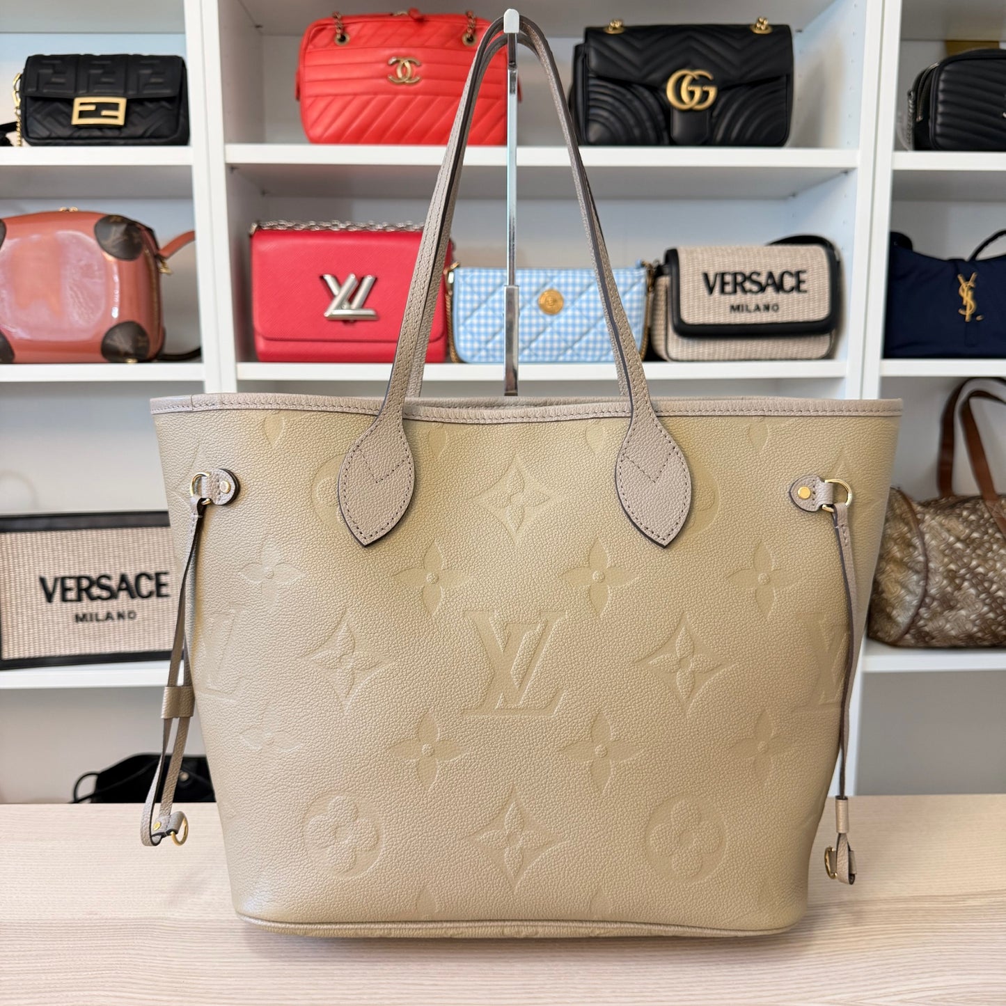Louis Vuitton Neverfull MM Monogram Empreinte Turtledove