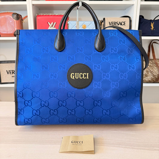 Gucci Nylon Monogram Large Off The Grid Tote Bag Blue