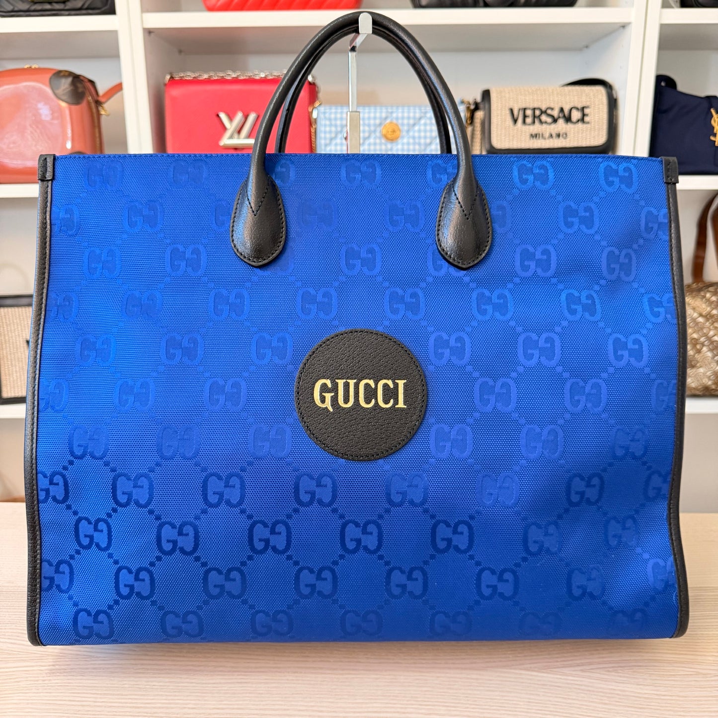 Gucci Nylon Monogram Large Off The Grid Tote Bag Blue