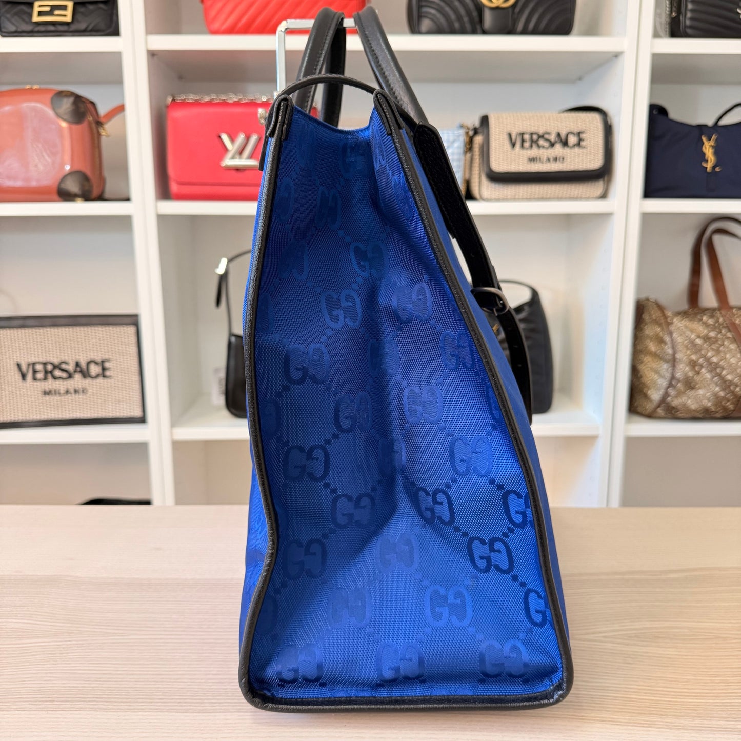 Gucci Nylon Monogram Large Off The Grid Tote Bag Blue