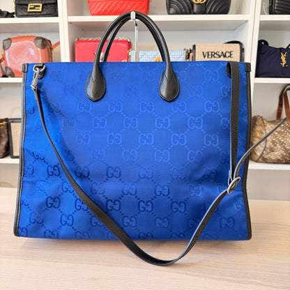 Gucci Nylon Monogram Large Off The Grid Tote Bag Blue