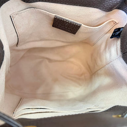 Gucci GG Supreme Monogram Web Mini Ophidia Bucket Bag Brown