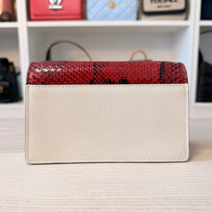 Gucci Super Mini Dionysus Snakeskin Azalea Shoulder Bag Mystic White Hibiscus Red Black