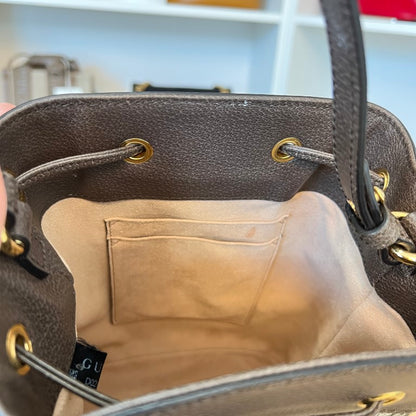 Gucci GG Supreme Monogram Web Mini Ophidia Bucket Bag Brown