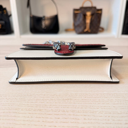 Gucci Super Mini Dionysus Snakeskin Azalea Shoulder Bag Mystic White Hibiscus Red Black