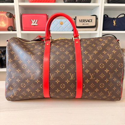 Louis Vuitton Monogram Keepall 50 Bandouliere Coquelicot
