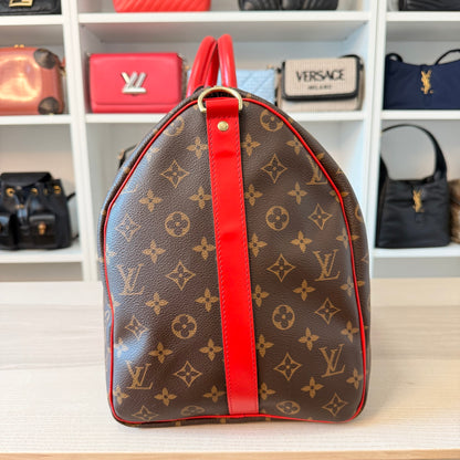 Louis Vuitton Monogram Keepall 50 Bandouliere Coquelicot