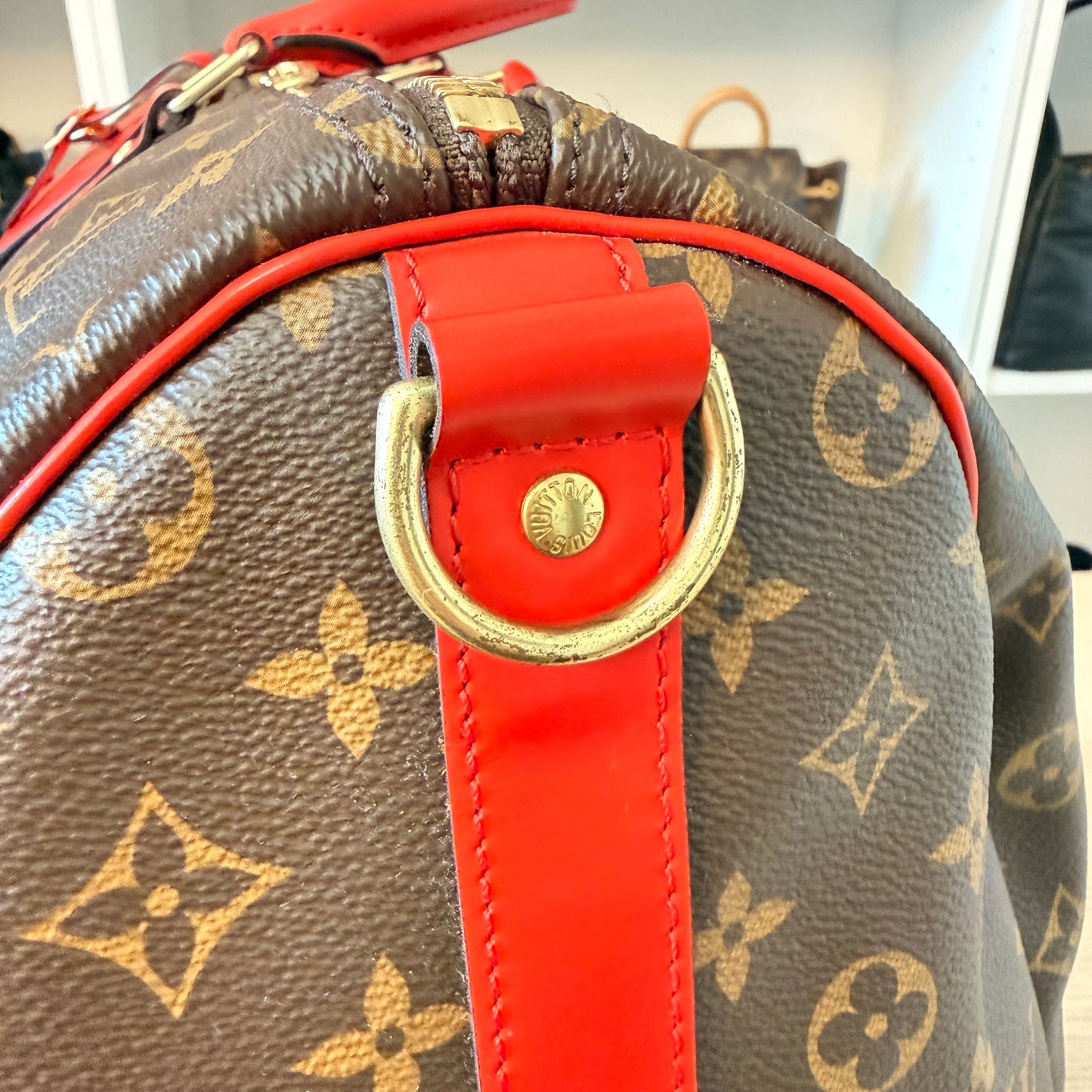 Louis Vuitton Monogram Keepall 50 Bandouliere Coquelicot