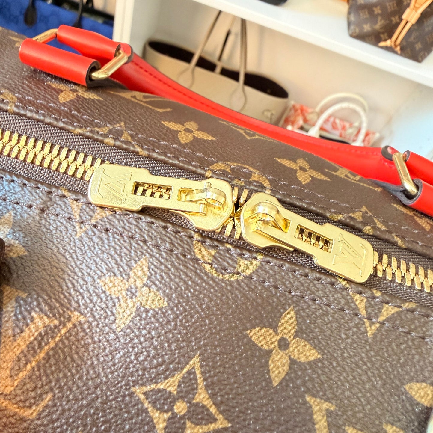 Louis Vuitton Monogram Keepall 50 Bandouliere Coquelicot