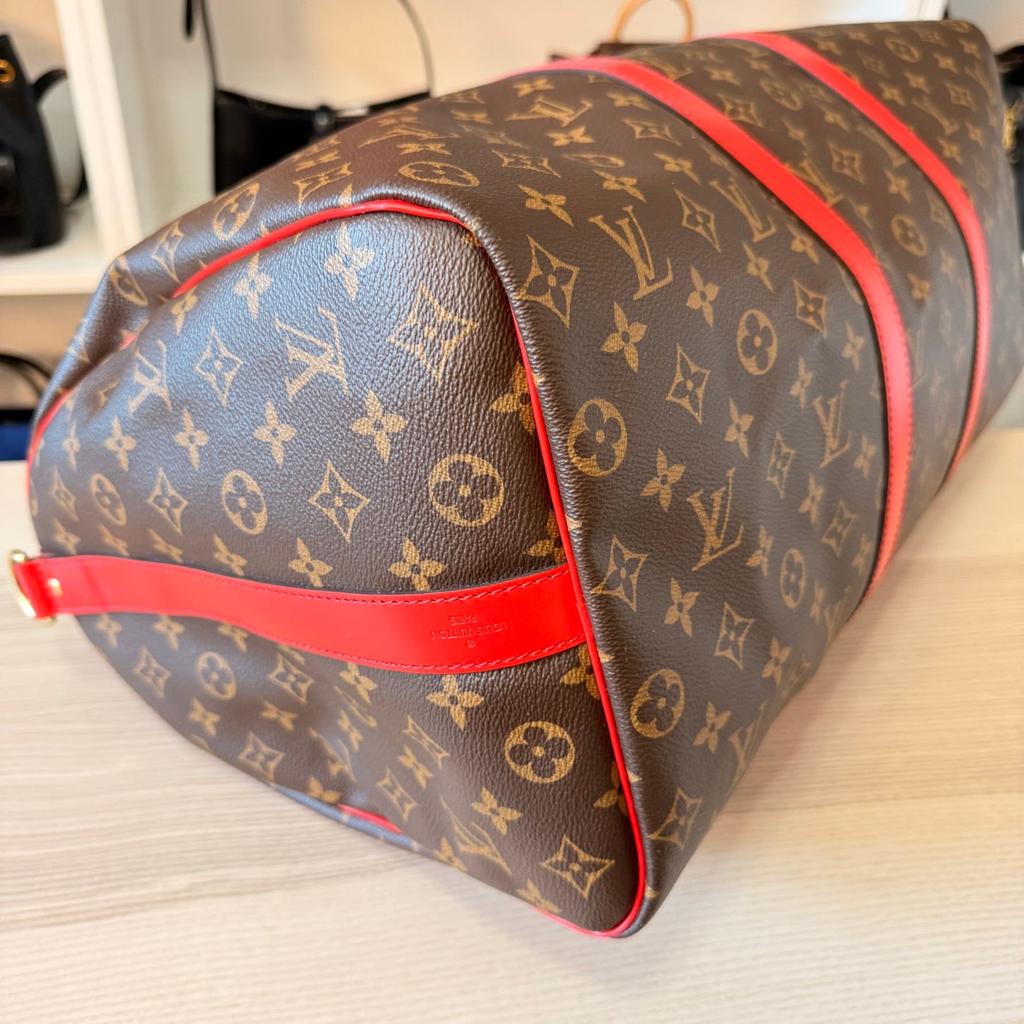 Louis Vuitton Monogram Keepall 50 Bandouliere Coquelicot