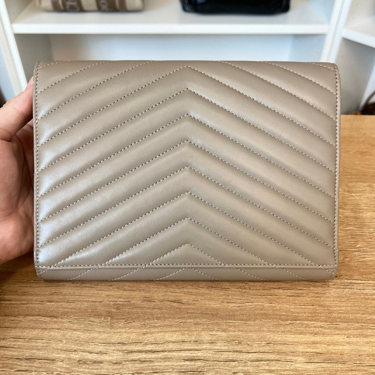 Saint Laurent Cassandre Matelassé Clutch with Crossbody Conversion