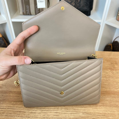 Saint Laurent Cassandre Matelassé Clutch with Crossbody Conversion