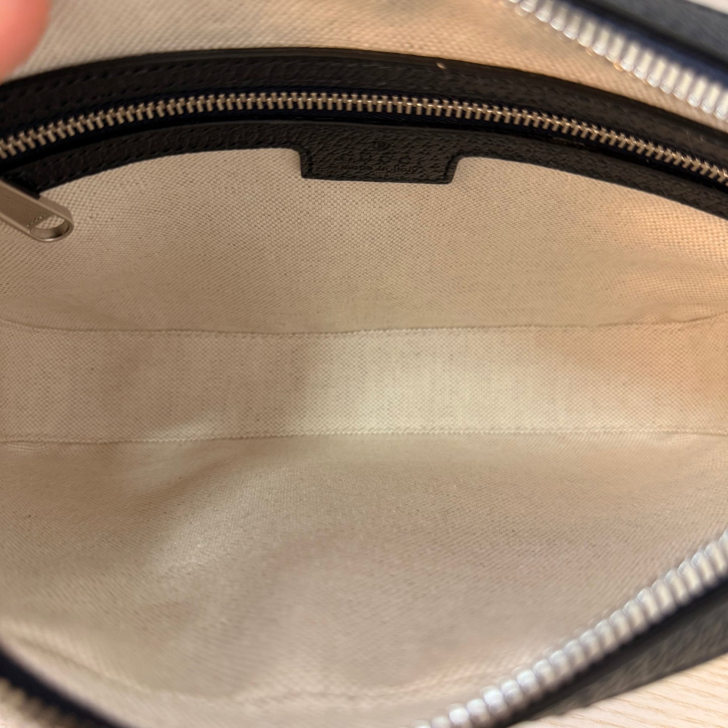 Gucci GG Supreme Monogram Ophidia Wristlet Shoulder Bag Black Blue